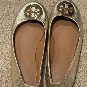 Tory Burch Metallic Gold Flats